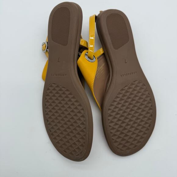 Aerosoles Conclusion Comfort Casual Cushion Cork Flat Yellow Thong Sandal NWOB 7 - Picture 6 of 7